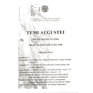 AA.-VV. - Temi Augustei. Incontro di studio Mercoledì 5 Giugno, 1996. Amsterdam, 1998. pp 121, illustrazioni nel testo. rilegatura editoriale, ottimo stato.