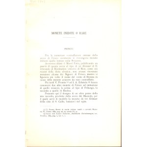 CIANI Giorgio - Monete inedite o rare. Frinco, Cisterna,Tresana, Urbino. Brossura ed. buono stato, raro.