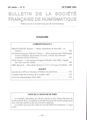 DUMAS Francois-POLACCI Dany- Deux monnaies de Charlemagne roi des Lombards, decouvertes en Corse, a Punta San Damian ( commune de Sari d' Orcinu). Paris, 2005. pp 187-188, illustrazioni nel testo.