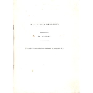 JACOSTHAL Paul - On liyi XXXVI, 40 ( Boian silver). New York, 1943. pp 306 -312, illustrazioni nel testo. brossura ed. buono stato, raro.