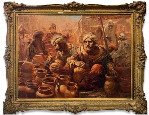 Jakub Michal KASPROWICZ (1905 Zubrza - 1975 Komorów), Potters at the marketplace