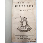 Jean-Jacques Rousseau - Confessions - Vol. I-IV, Berlin 1782/1790 [ First edition ].