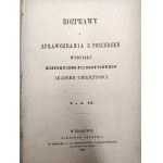 Rozprawy i sprawozdania wydz. Historyczno Filozoficzny A.U, Kraków 1875 [ History of the Catholic Church in Poland, Work on Logic , Kościuszko - żywot ].
