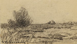 Roman Kochanowski (1857-1945), Pejzaż z dziećmi siedzącymi na polu