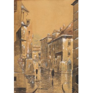 Tadeusz Radwan (prima metà del XX secolo), Veduta da via Wąski Dunaj alla piazza della Città Vecchia di Varsavia