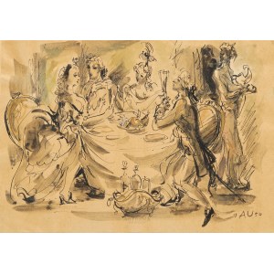 Antoni Uniechowski (1903-1976), Society at the Table, 1950