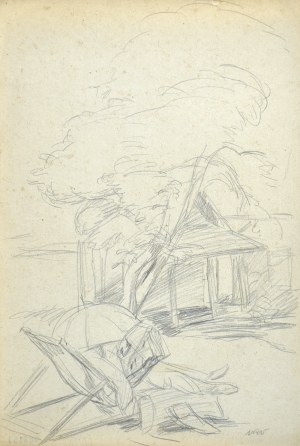 Wojciech WEISS (1875-1950), Landscape with a figure on a deckchair, 1920