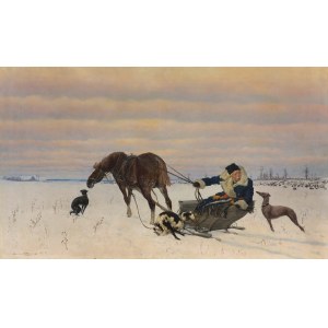 Stanislaw WITKIEWICZ (1851-1915), Hunting with greyhounds, 1875