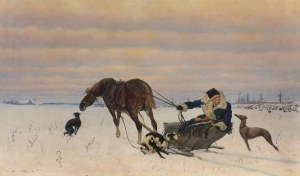 Stanislaw WITKIEWICZ (1851-1915), Hunting with greyhounds, 1875