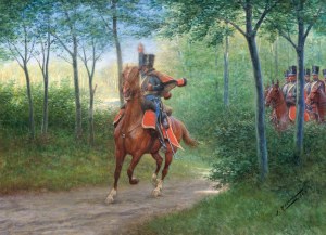 Jan ROSEN (1854-1936), Troop of Napoleonic hussars, 1923