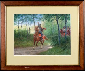 Jan ROSEN (1854-1936), Troop of Napoleonic hussars, 1923