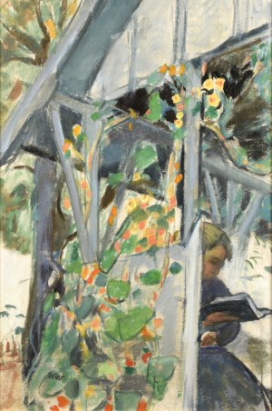 Wojciech WEISS (1875 - 1950), The artist's wife reading in the gazebo