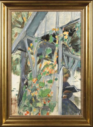 Wojciech WEISS (1875 - 1950), The artist's wife reading in the gazebo