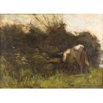 Roman KOCHANOWSKI (1857-1945),, Landscape with a cow, late 19th century.