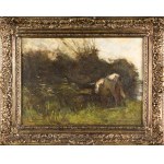 Roman KOCHANOWSKI (1857-1945),, Landscape with a cow, late 19th century.