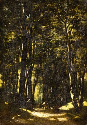 Wladyslaw MALECKI (1836-1900), Tabor in the forest, 1882? (date faintly visible)