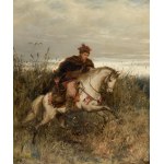 Ludwik GĘDŁEK (1847-1904), Messenger - Krakus rushing on horseback