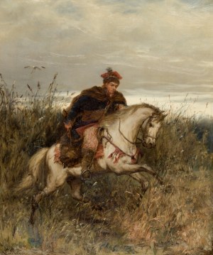 Ludwik GĘDŁEK (1847-1904), Messenger - Krakus rushing on horseback