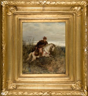 Ludwik GĘDŁEK (1847-1904), Messenger - Krakus rushing on horseback