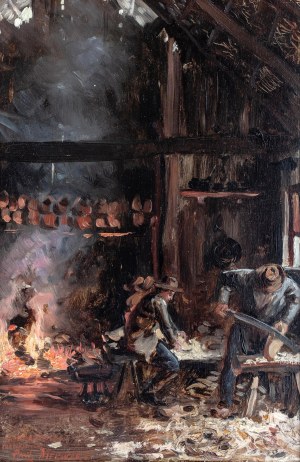 Paul MERWART (1855-1902), In the woodworking shop