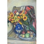 Irena WEISS - ANERI (1888-1981), Still life with flowers and fruit, circa 1950.