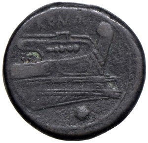 Roman coins Republic - Anonymous - Ounce - Head of Rome to s. - R/ Bow to d...