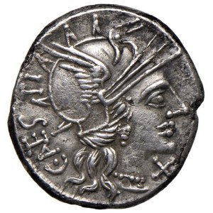 Roman coins Republic - Antestia - C. Antestius - Denario (146 a.C.) Testa...