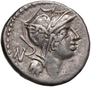 Roman coins Republic - Junia - D. Silanus L. f. - Denarius (91 BC) Head...