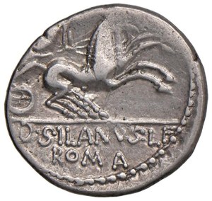 Roman coins Republic - Junia - D. Silanus L. f. - Denarius (91 BC) Head...