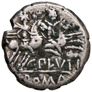 Roman coins Republic - Plutia - C. Plutius - Denarius (121 B.C.) Head of ...