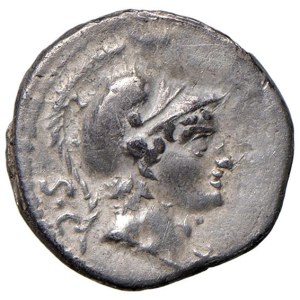 Roman coins Republic - Rustia - L. Rustius - Denario (74 a.C.) Testa di R...