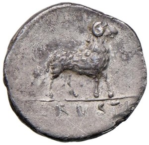 Roman coins Republic - Rustia - L. Rustius - Denarius (74 B.C.) Head of R...