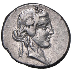 Roman coins Republic - Titia - Q. Titius - Denario (90 a.C.) Testa di Bac...