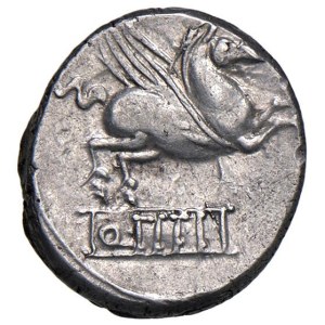 Roman coins Republic - Titia - Q. Titius - Denarius (90 B.C.) Head of Bac...