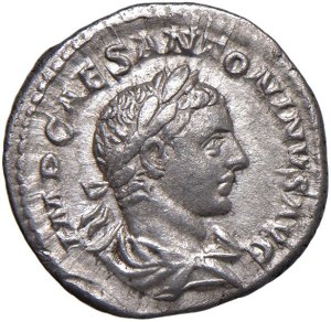 Roman coins Empire - Elagabalus (218-222) Denarius - Laureate bust and dra...