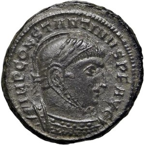 Roman coins Empire - Constantine I (307-337) Follis (Siscia) Bust elmat...
