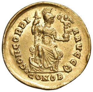 Roman coins Empire - Honorius (393-423) Solid (Constantinople) Bust elm...