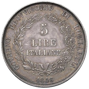 Italian coins - MILANO Governo Provvisorio di Lombardia (1848) 5 L...