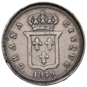 Italian coins - NAPLES Ferdinand II (1830-1859) 5 Grana 1845 the 4...
