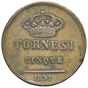 Italian coins - NAPLES Ferdinand II (1830-1859) 5 Tornesi 1851 - ...