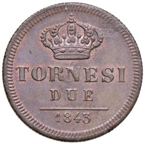Italian coins - NAPLES Ferdinand II (1830-1859) 2 Tornesi 1843 - ...