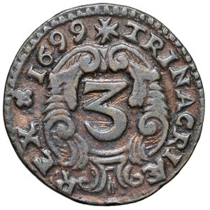 Italian coins - PALERMO Carlo II (1665-1700) 3 Piccioli 1699 - MIR...