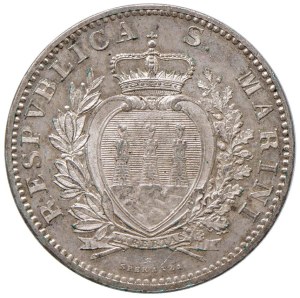 Italian coins - SAN MARINO 2 Lire 1906 - Gig. 26 AG Sealed FDC ...