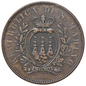Italian coins - SAN MARINO 10 cents 1875 - Gig. 30 CU (g 9.99)...