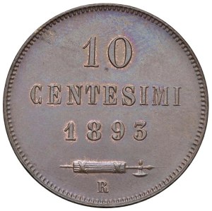 Italian coins - SAN MARINO 10 cents 1893 - Gig. 31 CU (g 9.94)...