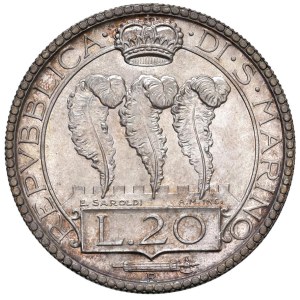 Italian coins - SAN MARINO 20 Lire 1931 - Gig. 2 AG (g 14,95) Bell...