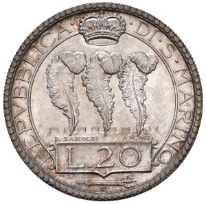 Italian coins - SAN MARINO 20 Lire 1931 - Gig. 2 AG (g 14.95) Bell...