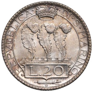 Italian coins - SAN MARINO 20 Lire 1932 - Gig. 3 AG (g 15.01)...