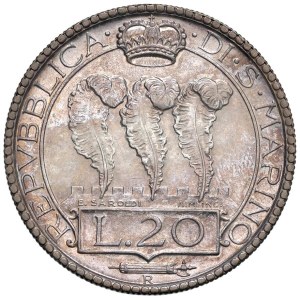 Italian coins - SAN MARINO 20 Lire 1932 - Gig. 3 AG (g 15,00) Segn...