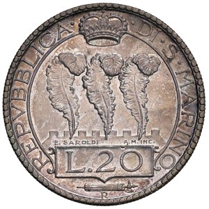Italian coins - SAN MARINO 20 Lire 1933 - Gig. 4 AG (g 15,00) Mini...